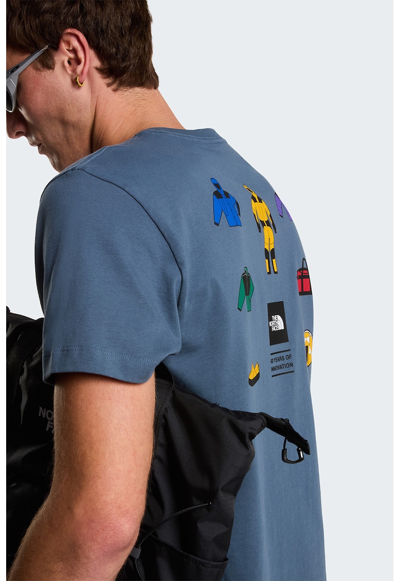 Tricou din bumbac cu imprimeu pe partea din spate Icon - Rosu/Verde/Galben/Albastru prafuit/Albastru