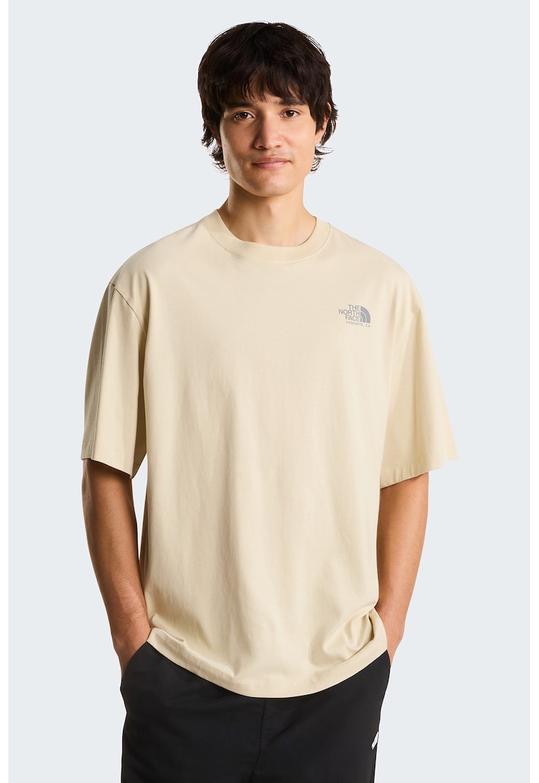 Tricou supradimensionat cu imprimeu foto - Albastru lavanda/Galben sofran/Bej deschis