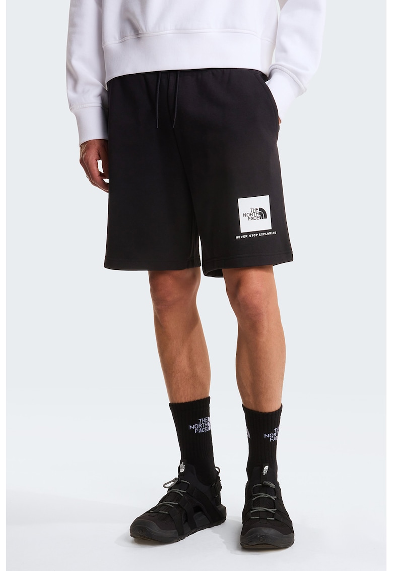 Pantaloni scurti cu snur de ajustare si logo Box - Alb/Negru