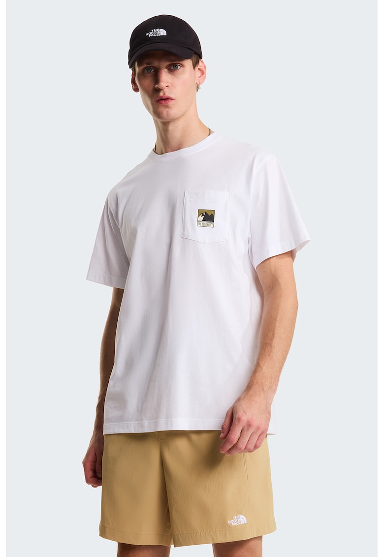 Tricou lejer din bumbac Mountain - Alb/Verde masliniu