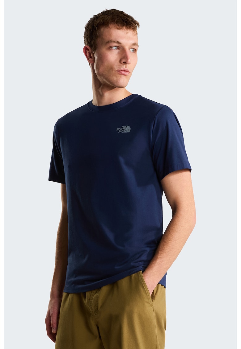 Tricou cu decolteu la baza gatului Mountain Sketch - Albastru inchis/Albastru glaciar