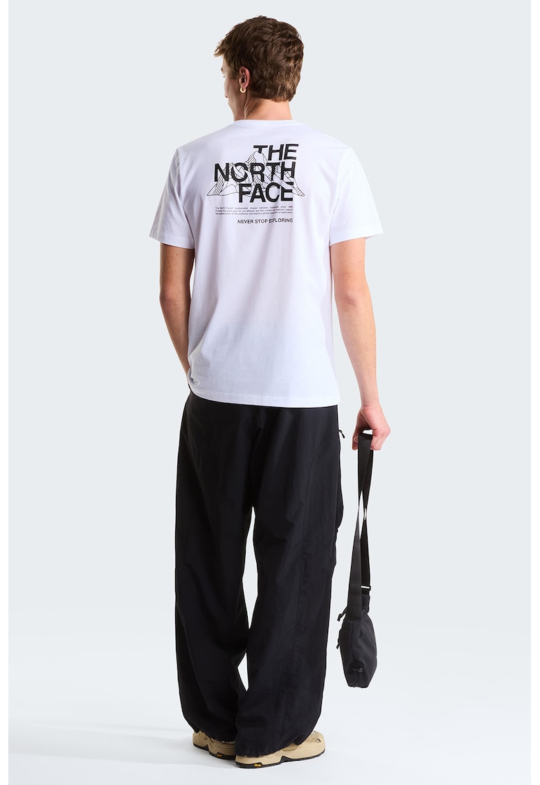 Tricou cu decolteu la baza gatului Mountain Sketch - Negru stins/Alb optic