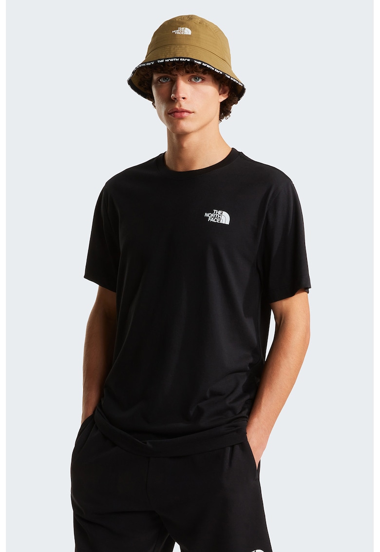 Tricou cu decolteu la baza gatului Mountain Sketch - Negru/Alb murdar