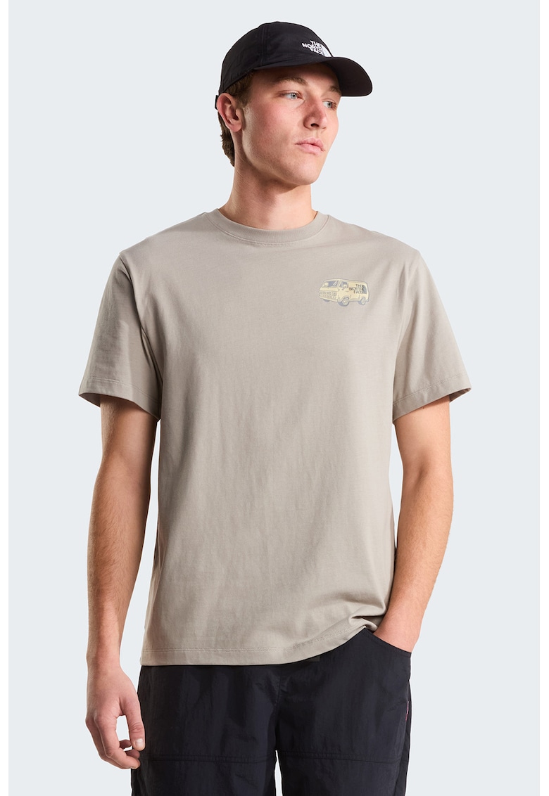 Tricou lejer din bumbac Van Life - Bej/Gri carbune/Maro taupe deschis