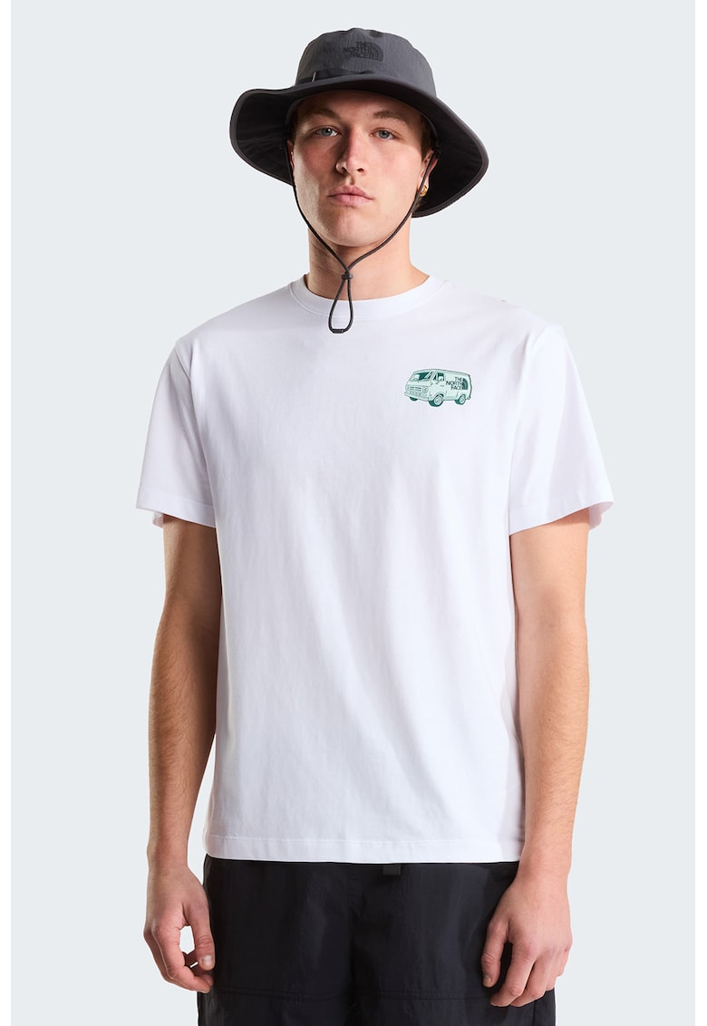 Tricou lejer din bumbac Van Life - Verde pal/Verde englez/Alb optic