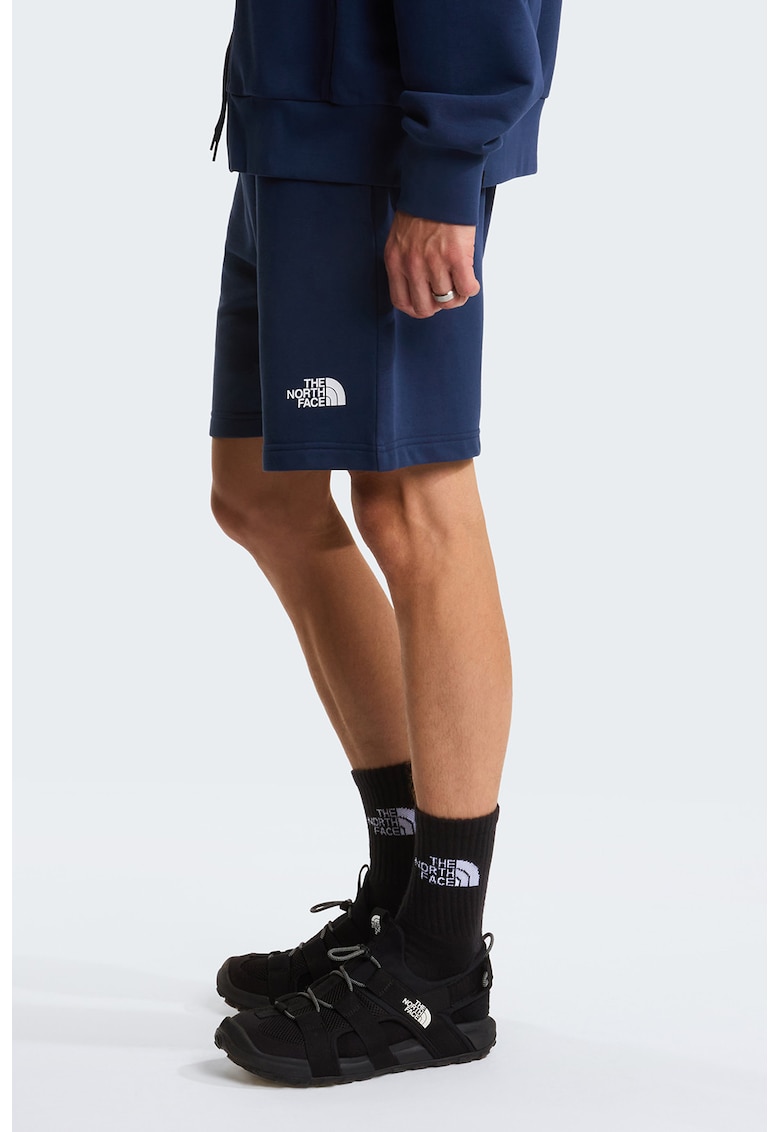 Pantaloni scurti din amestec de bumbac cu logo si snur - Bleumarin