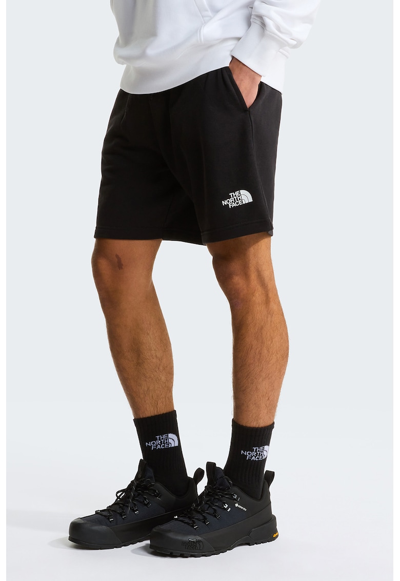 Pantaloni scurti din amestec de bumbac cu logo si snur - Negru/Alb optic