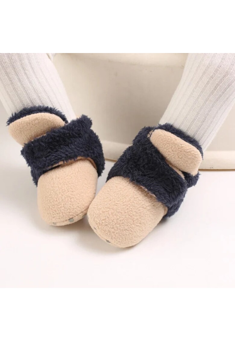 Cizmulite plusate crem cu bleumarine pentru bebelusi - Crem