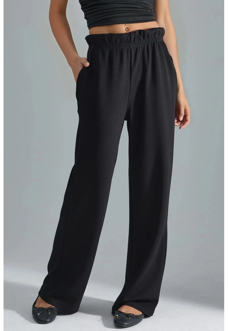 Pantaloni dama - viscoza/poliester/elastan - negru