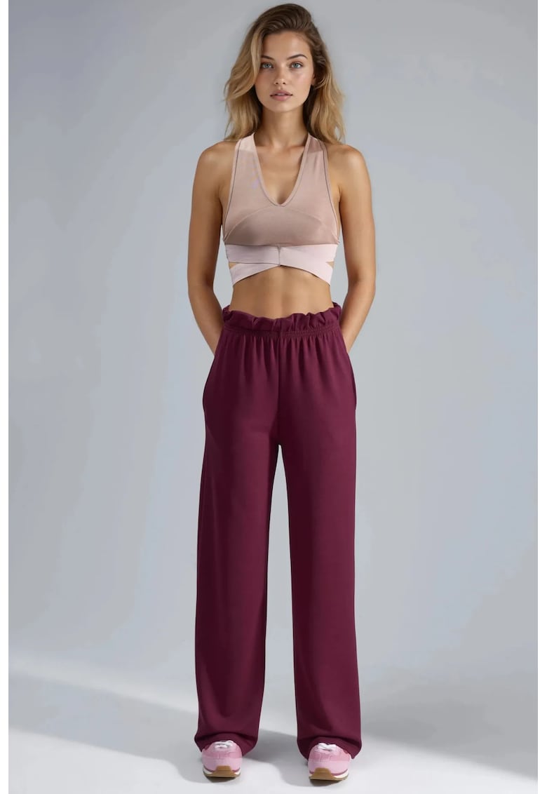Pantaloni dama - viscoza/poliester/elastan - visiniu