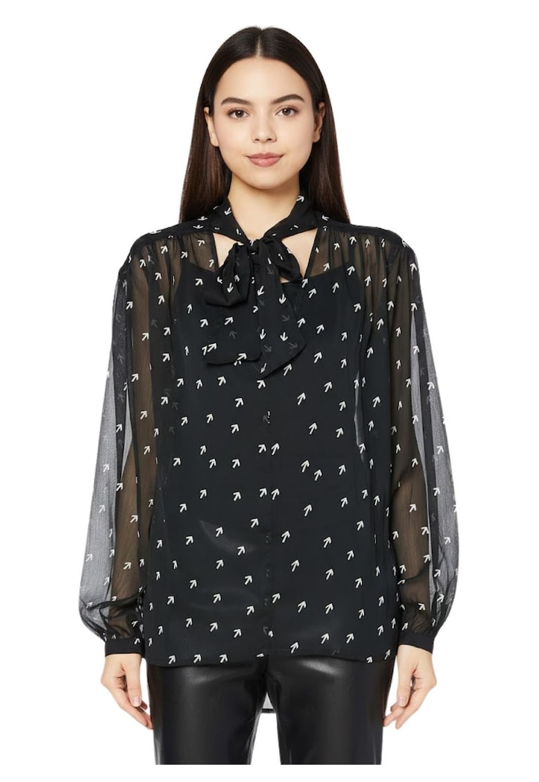 Camasa cu maneci semi-transparente si fundita la decolteu