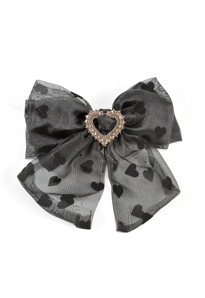 Clama de par neagra cu inimii - 14.5x10.5cm