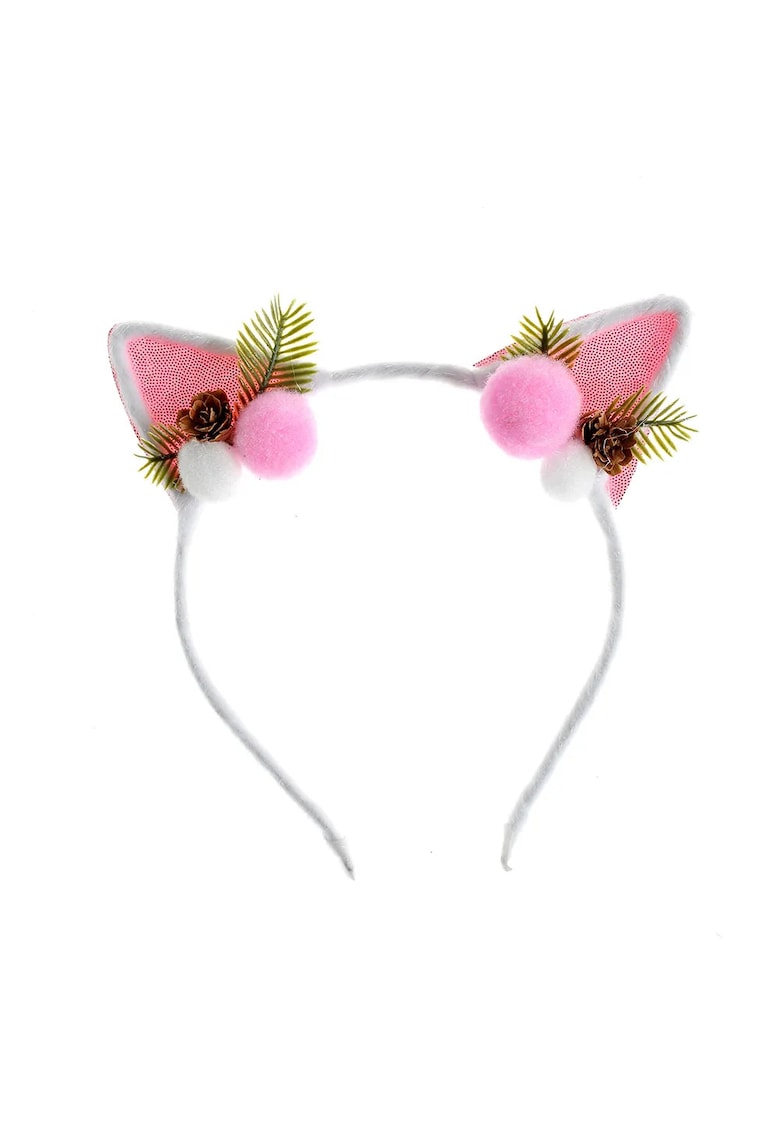 Bentita alba cu urechi roz si pompoane