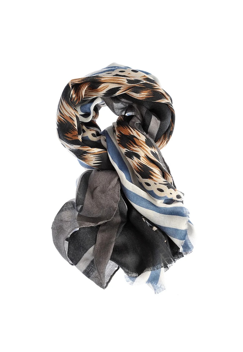 Esarfa animal print cu dungi albastre - 90x180cm