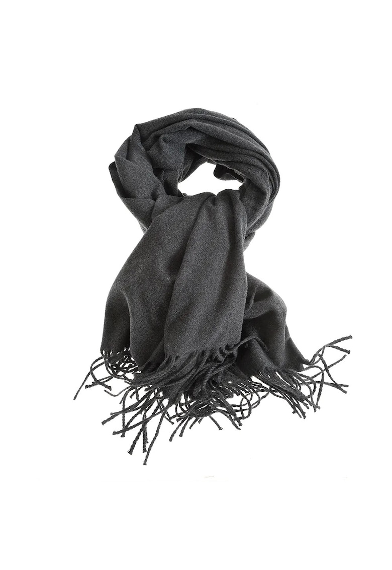 Esarfa neagra cu franjuri - 70x180cm