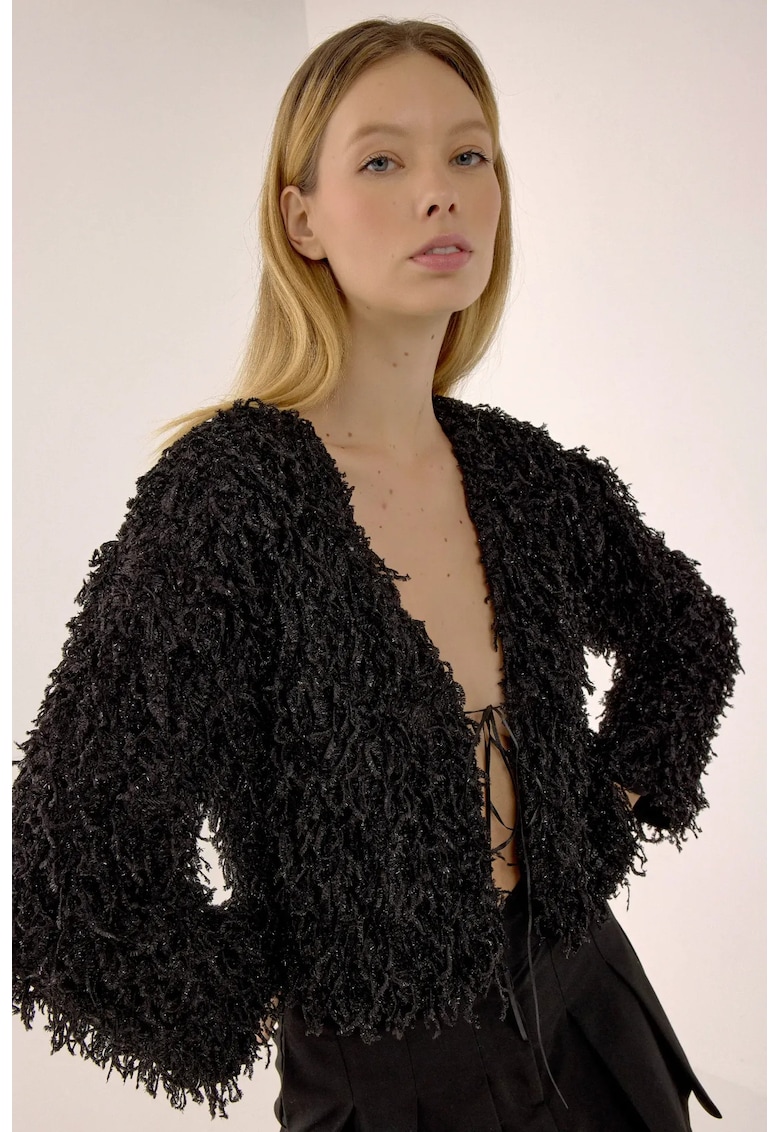 Cardigan dama - poliester/lycra - negru -