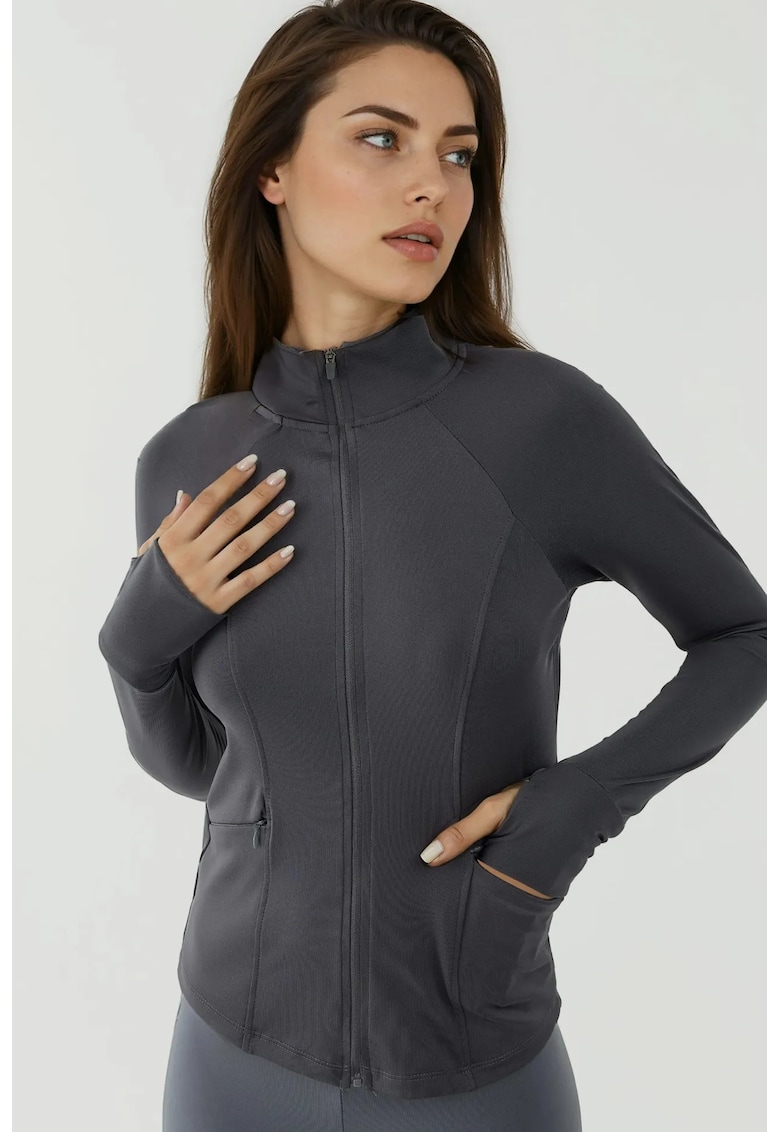 Bluza dama - mulata - guler inalt - gri - tricot -