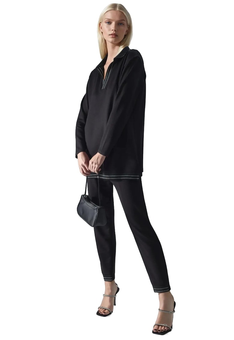 Compleu dama - 2 piese - viscoza/poliester/elastan - negru