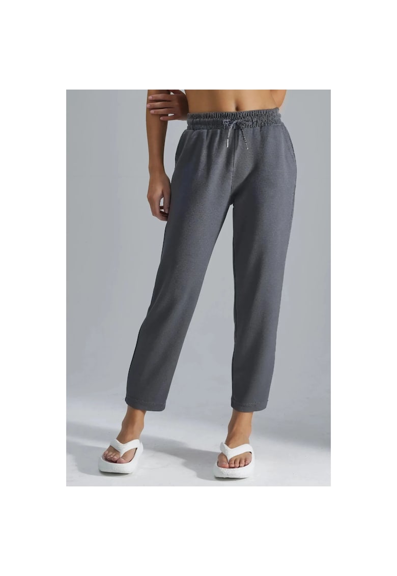 Pantaloni sport - Regular Fit - gri - material tricotat -