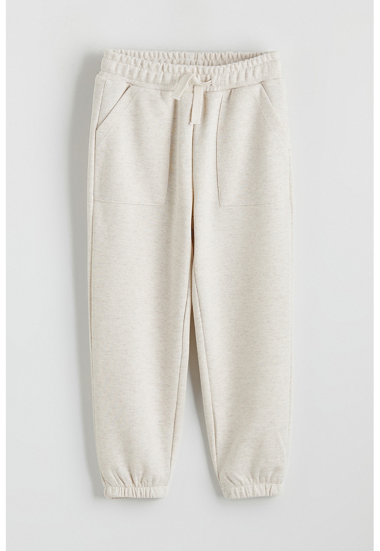Pantaloni de trening cu croiala relaxed-fit si talie ajustabila - Alb fildes