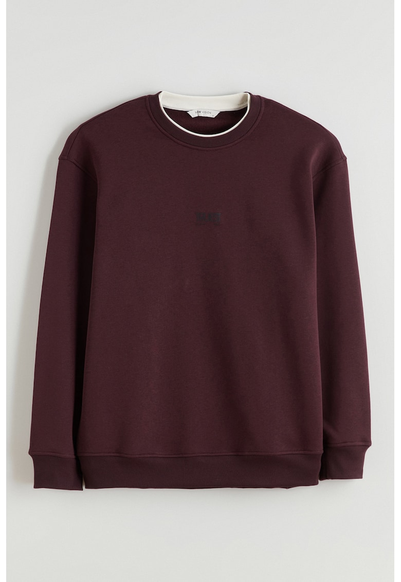 Bluza de trenimg cu croiala lejera si imprimeu text - Maro cognac