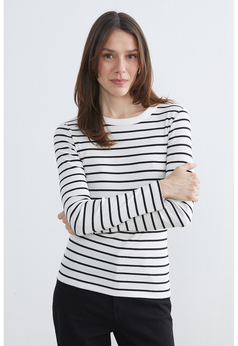 Bluza slim-fit cu dungi - Alb/Negru