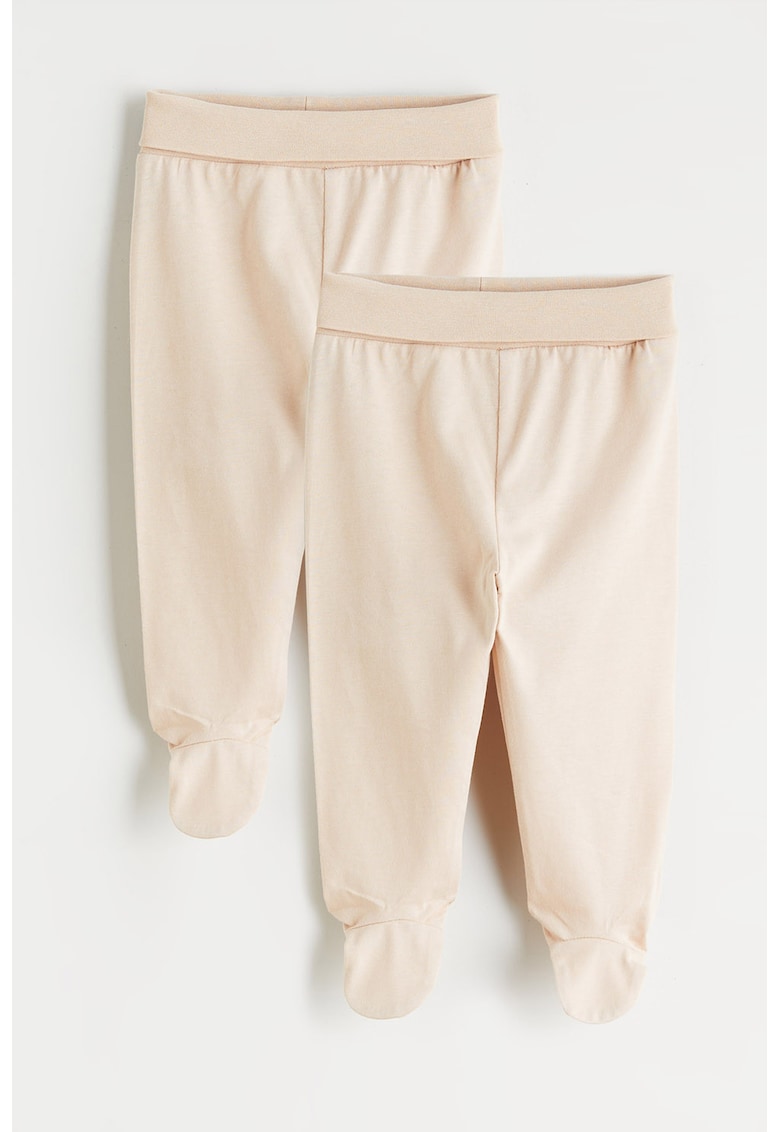 Set de pantaloni din bumbac - 2 piese - Bej