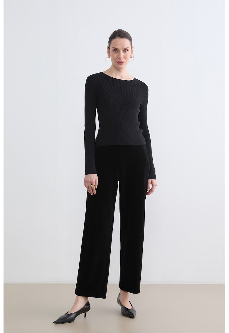 Pantaloni drepti de catifea - Negru