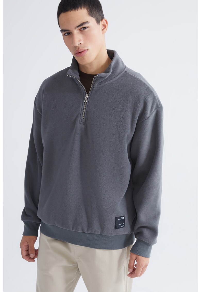 Bluza de trening cu maneci cazute si model uni - Gri antracit