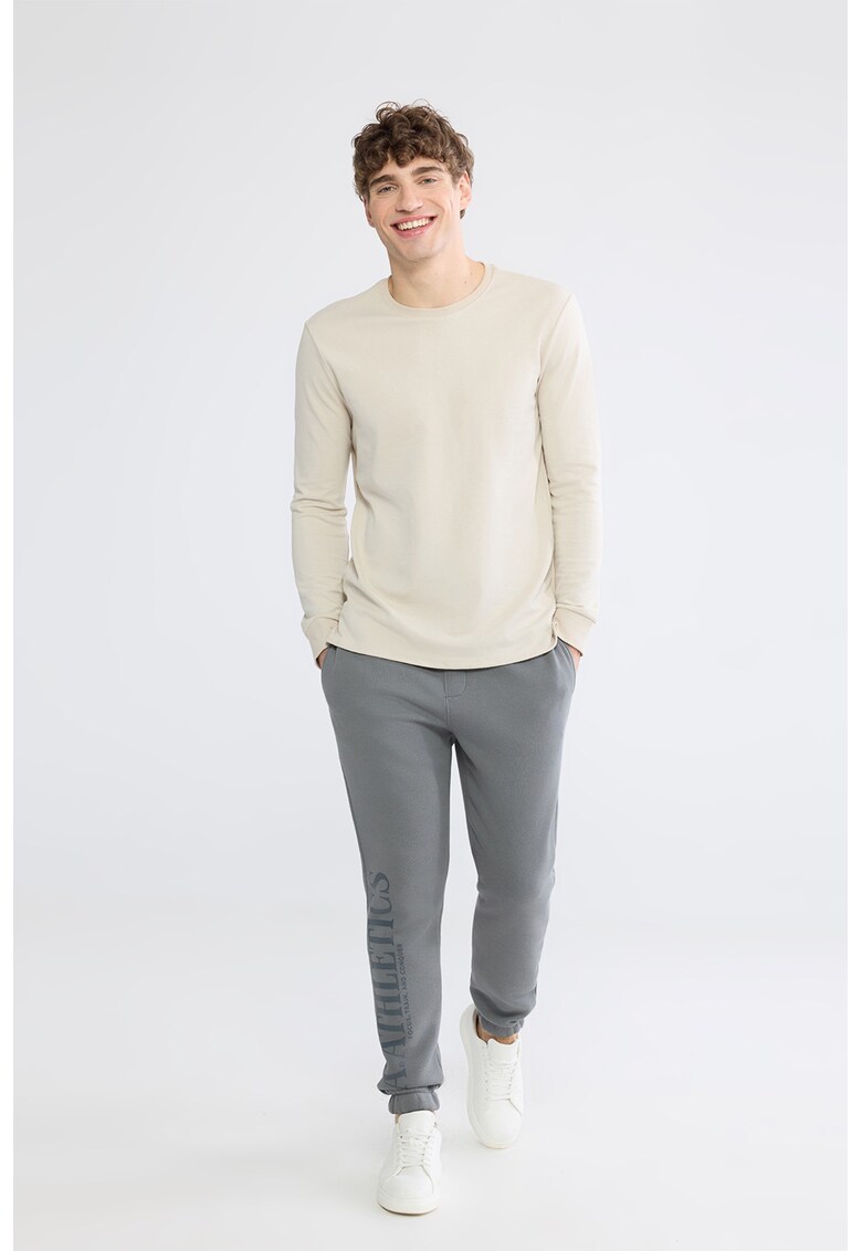 Bluza de trening cu model text - Gri melange