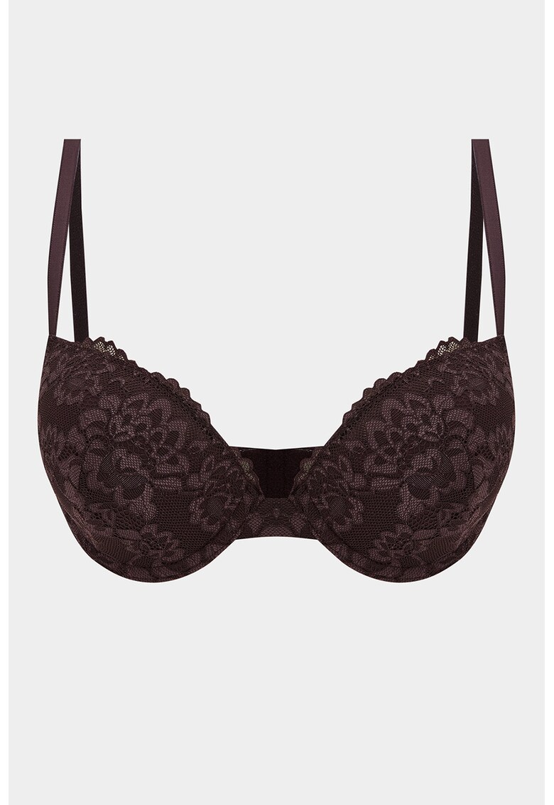 Sutien din dantela fara burete - cu sustinere metalica - Violet aubergine