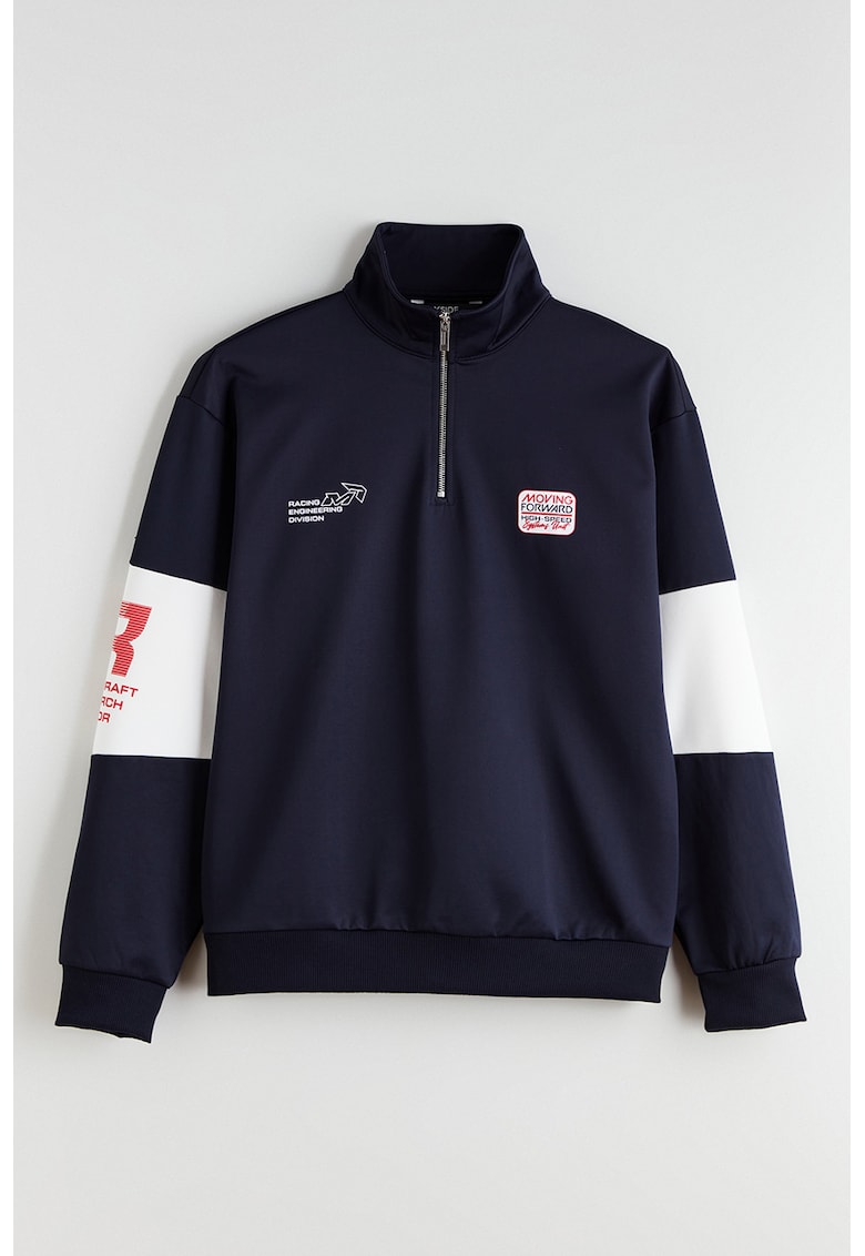 Bluza lejera de trening cu fermoar scurt - Bleumarin