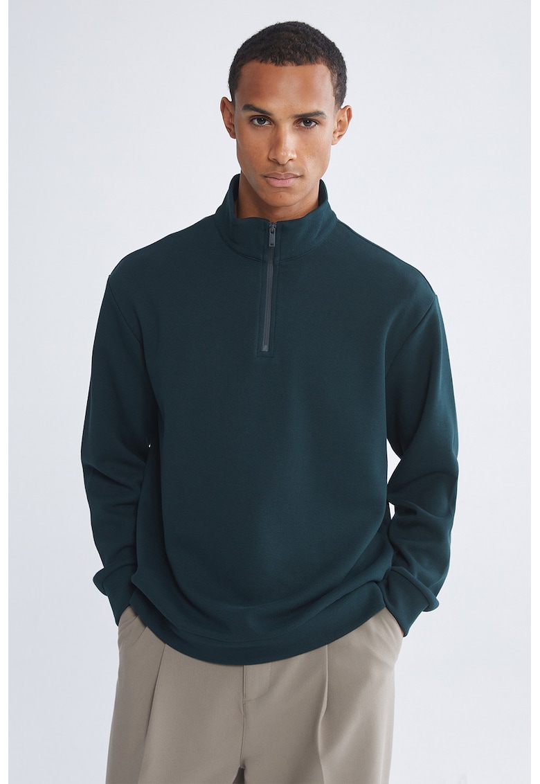 Bluza lejera de trening cu fenta cu fermoar - Verde aquamarin