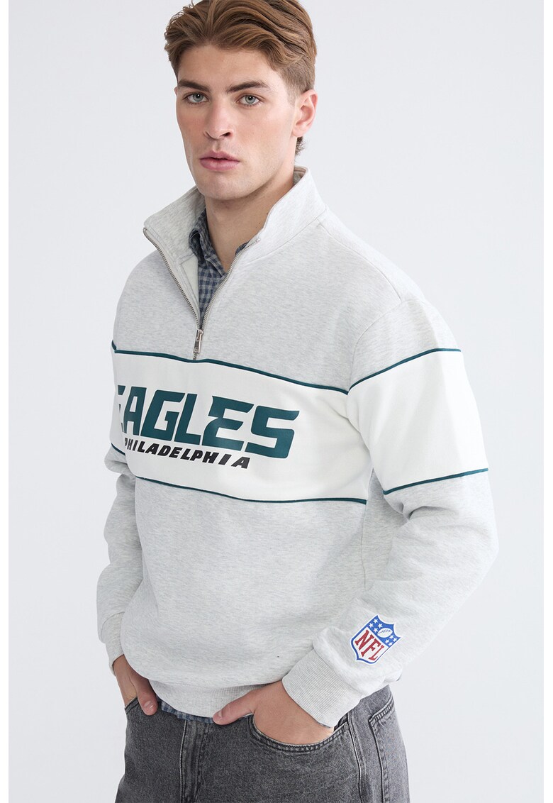 Bluza de trenin cu imprimeu Philadelphia Eagles - Gri deschis/Alb murdar