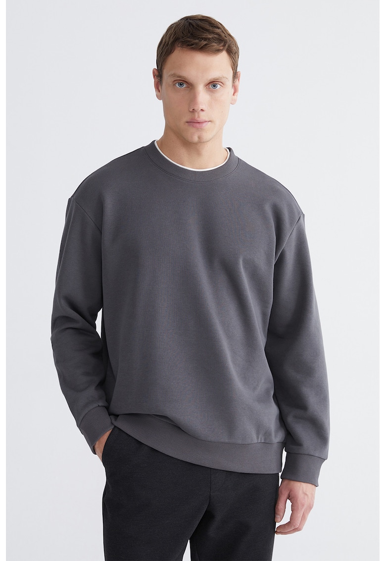 Bluza uni de trening cu mansete si terminatie elastice - Gri antracit