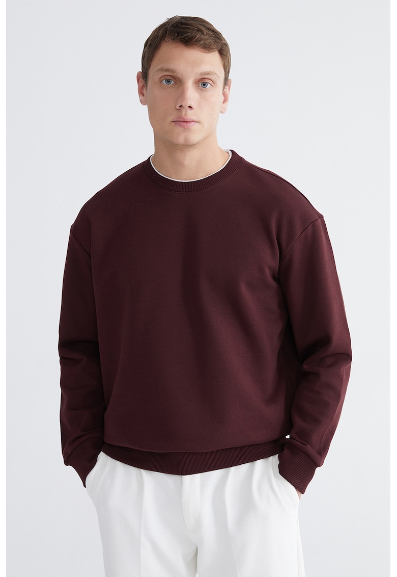 Bluza uni de trening cu mansete si terminatie elastice - Visiniu