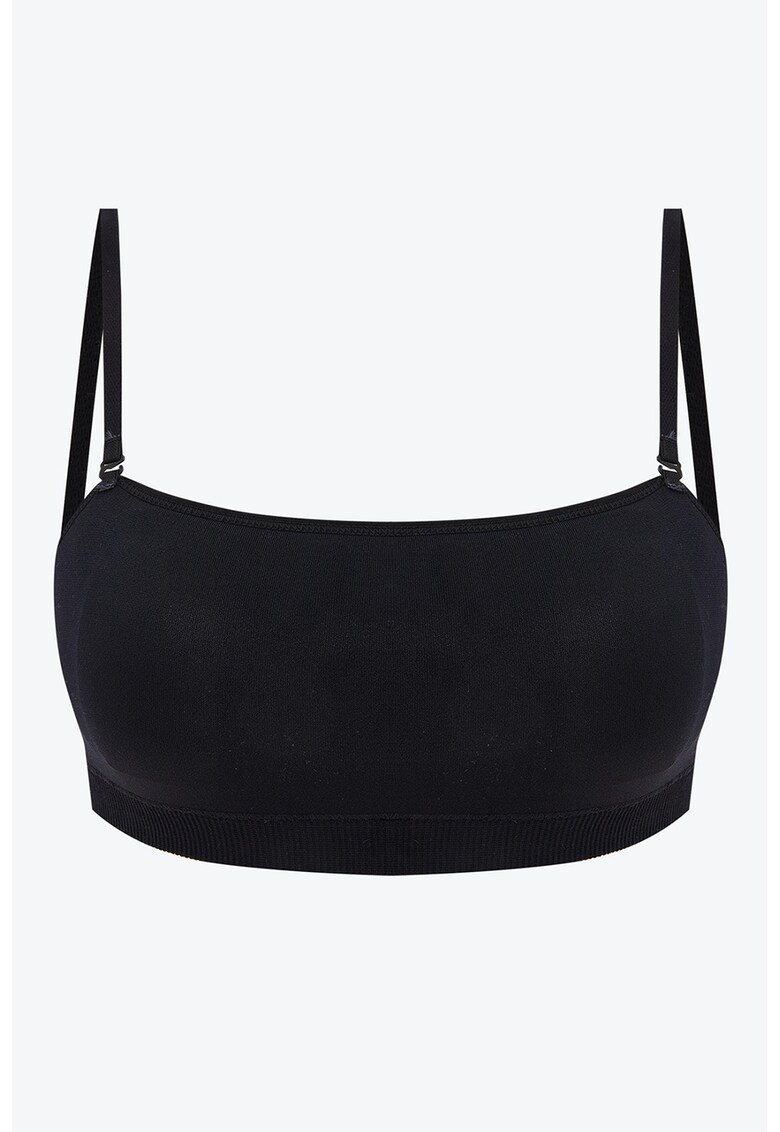 Bustiera striata cu bretele detasabile - Negru