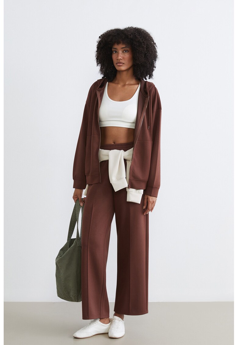 Pantaloni relaxed fit de trening cu banda elastica in talie - Maro pamantiu