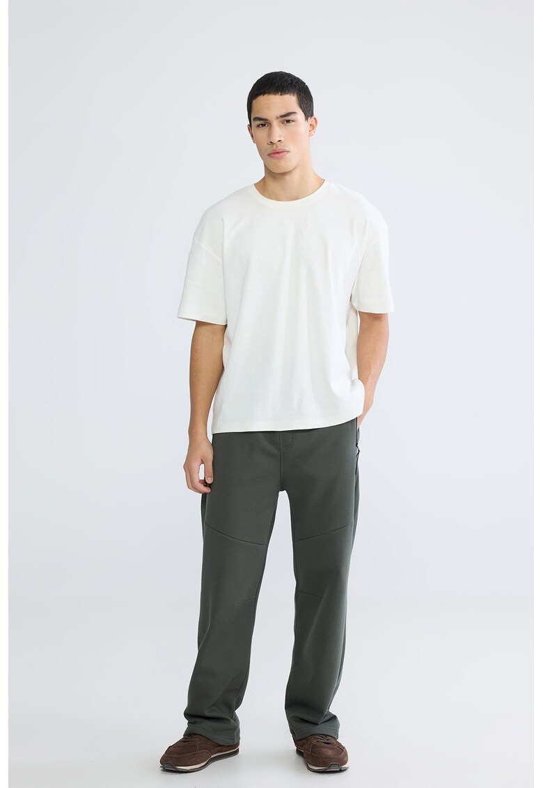 Pantaloni de trening din amestec de bumbac cu snur - Verde sparanghel