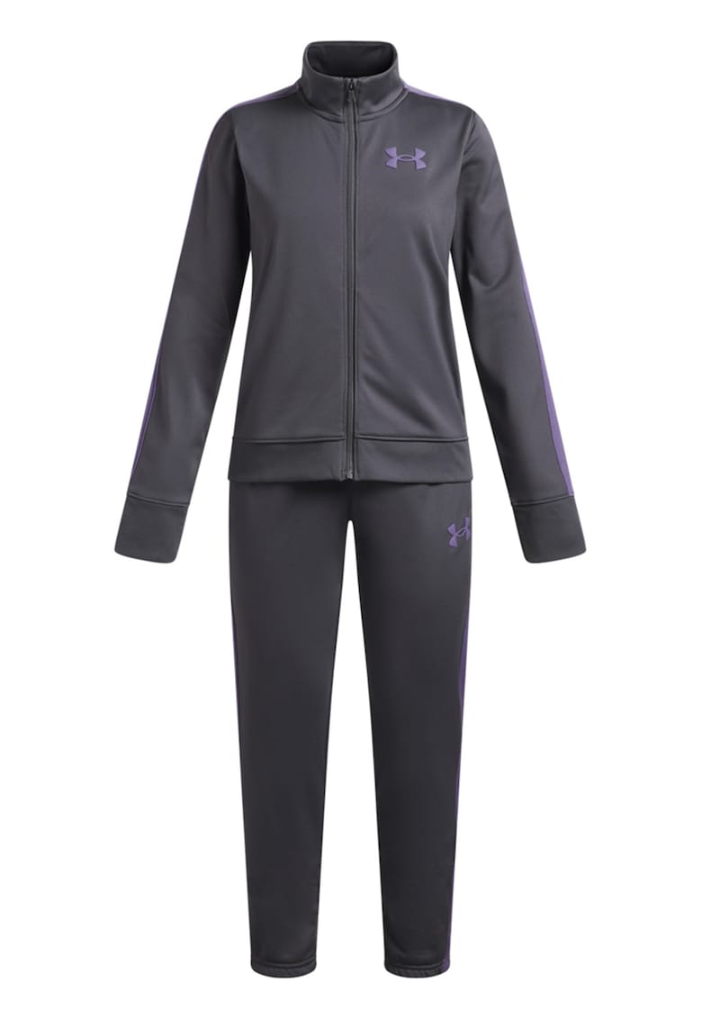 Trening cu fermoar si benzi laterale contrastante - Gri inchis/Violet