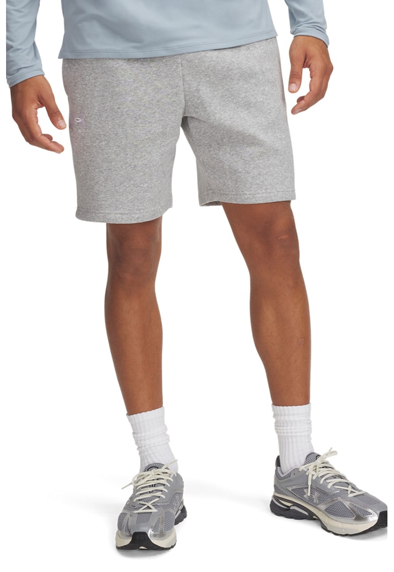 Pantaloni scurti cu talie medie - pentru fitness - Alb/Gri deschis melange