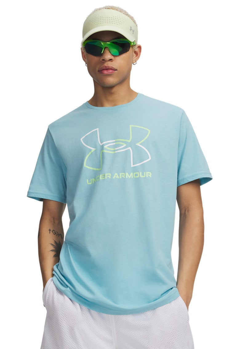 Tricou lejer Foundation - Alb/Albastru pastel/Verde lime