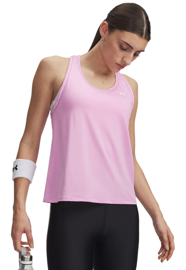 Top cu decupaj pe partea din spate - pentru fitness Knockout - Alb/Roz