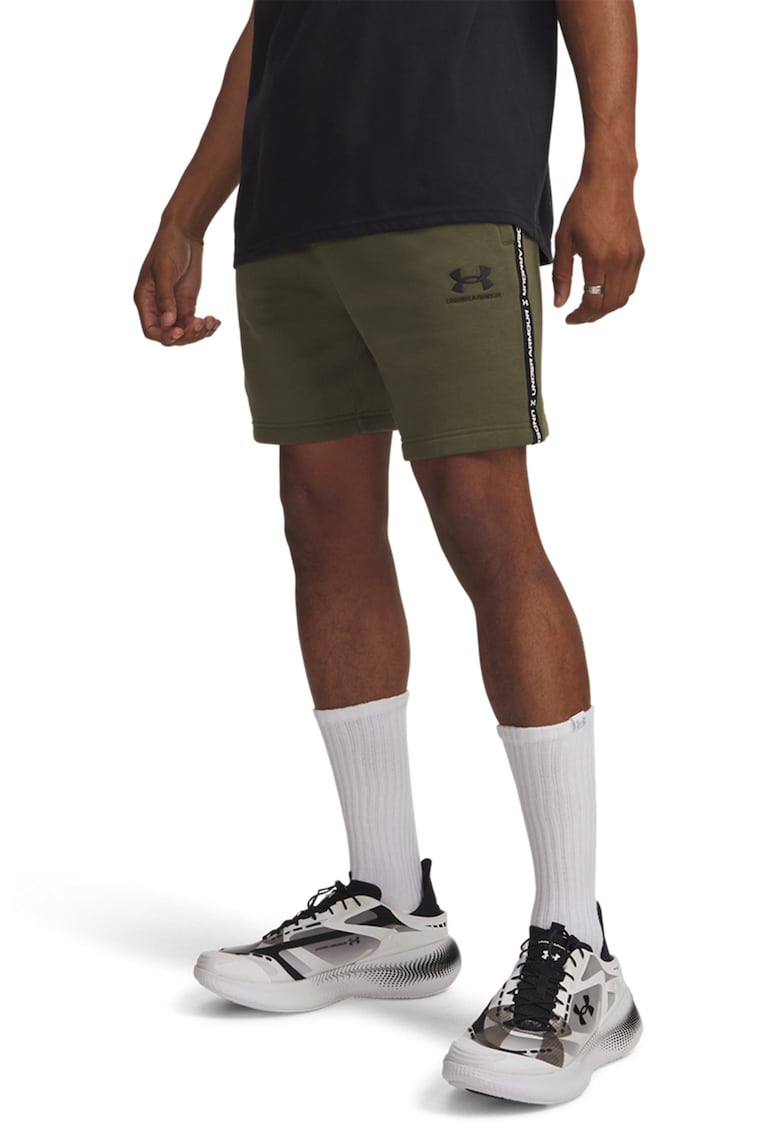 Pantaloni scurti din fleece cu logo si snur Icon - Negru/Kaki inchis