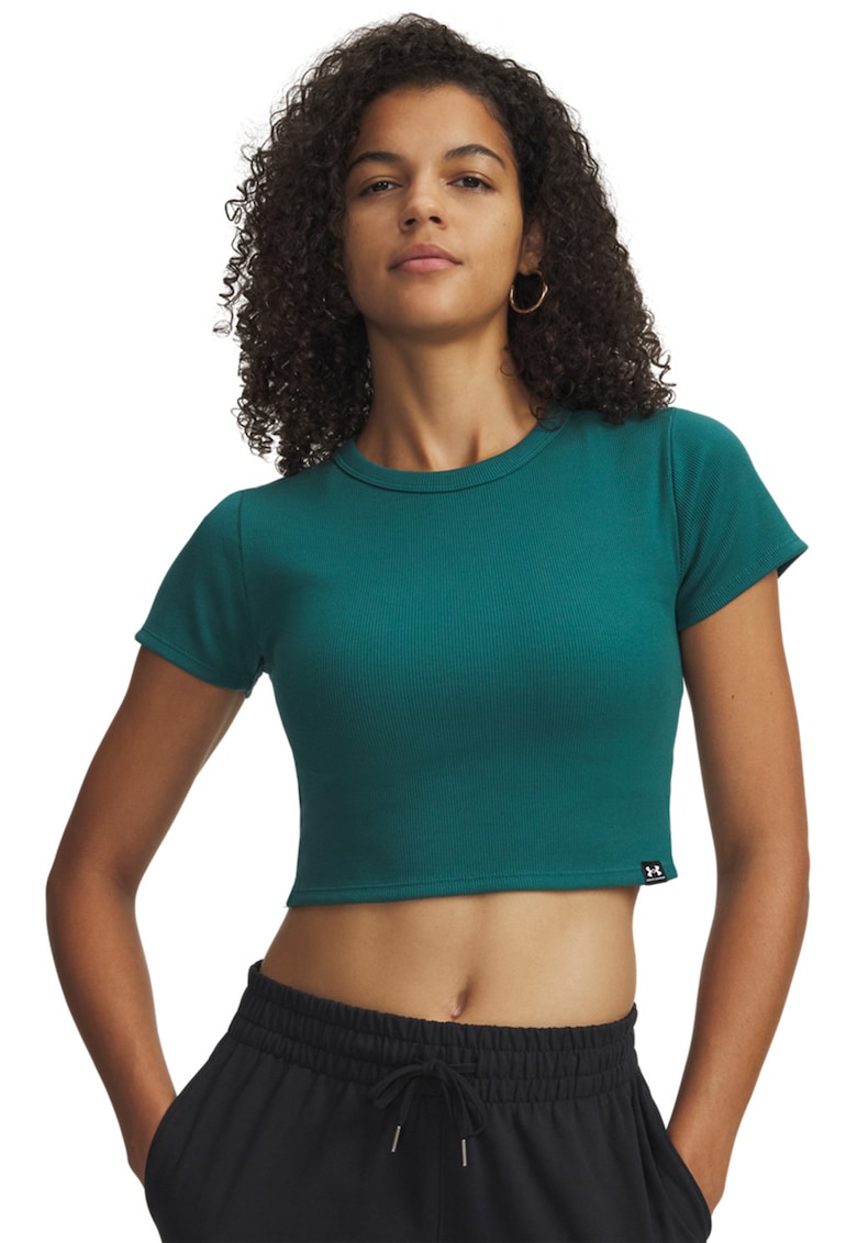 Tricou crop slim fit Rival - Alb/Verde