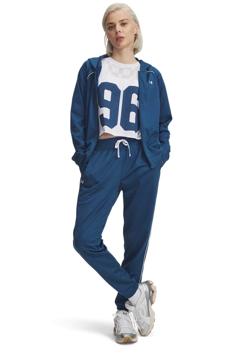 Trening cu gluga si segmente laterale contrastante Rival - Alb/Albastru inchis