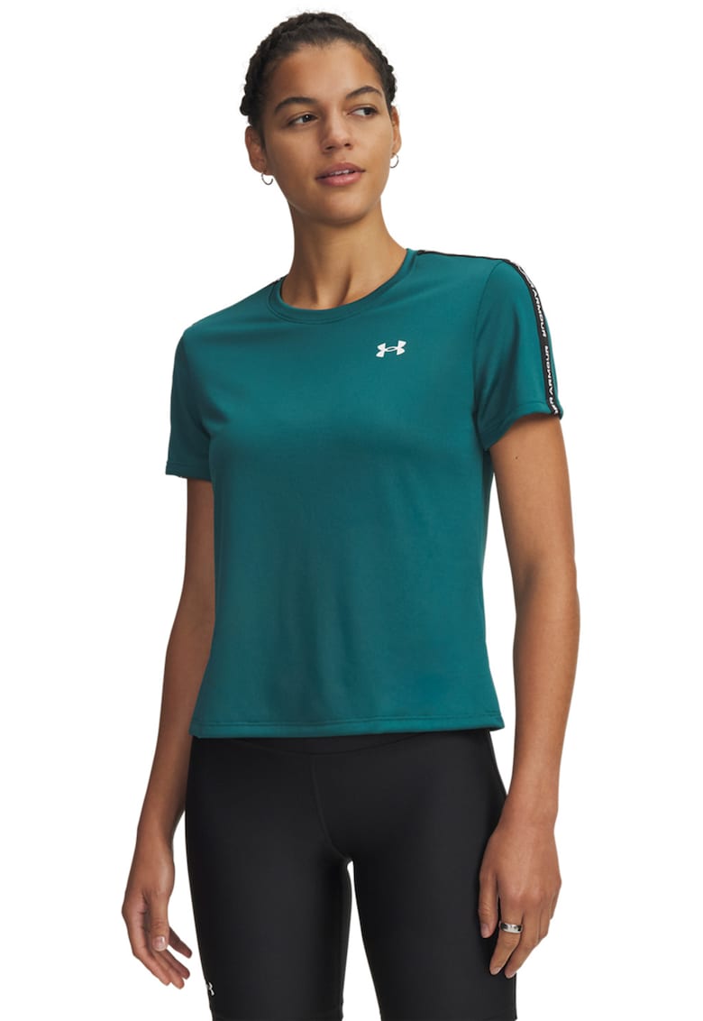 Tricou cu benzi logo laterale pentru fitness Tech - Alb/Verde/Negru