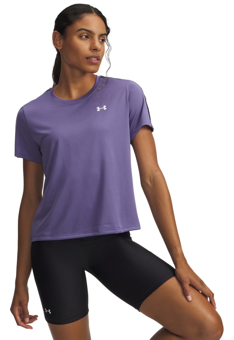 Tricou cu benzi logo laterale pentru fitness Tech - Alb/Negru/Lila