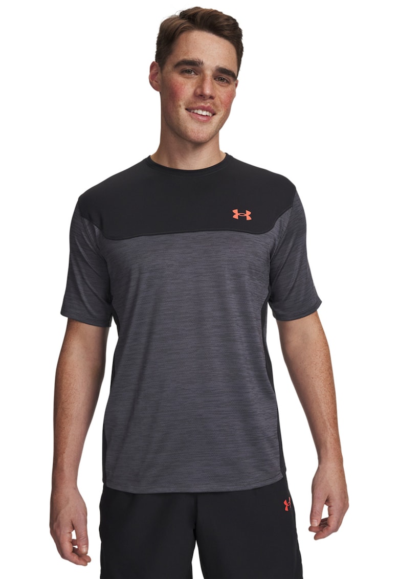 Tricou lejer imprimeu logo - pentru fitness Tech Utility - Negru/Gri/Portocaliu mandarina