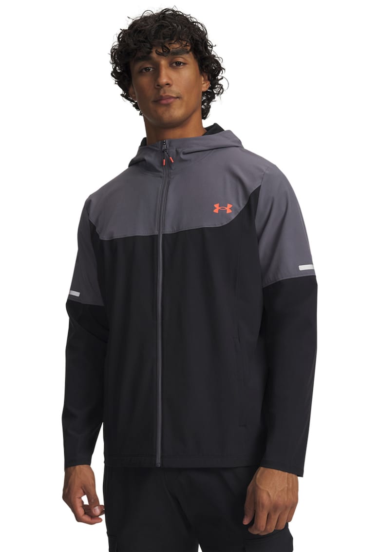 Jacheta lejera cu gluga - pentru fitness Tech Utility - Negru/Portocaliu mandarina/Gri inchis